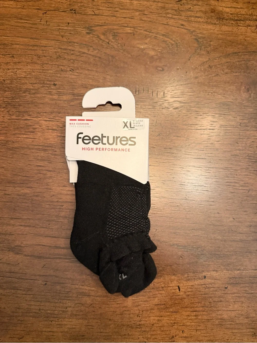 Feetures Men’s High Performance Black Athletic Socks - Pack of 3